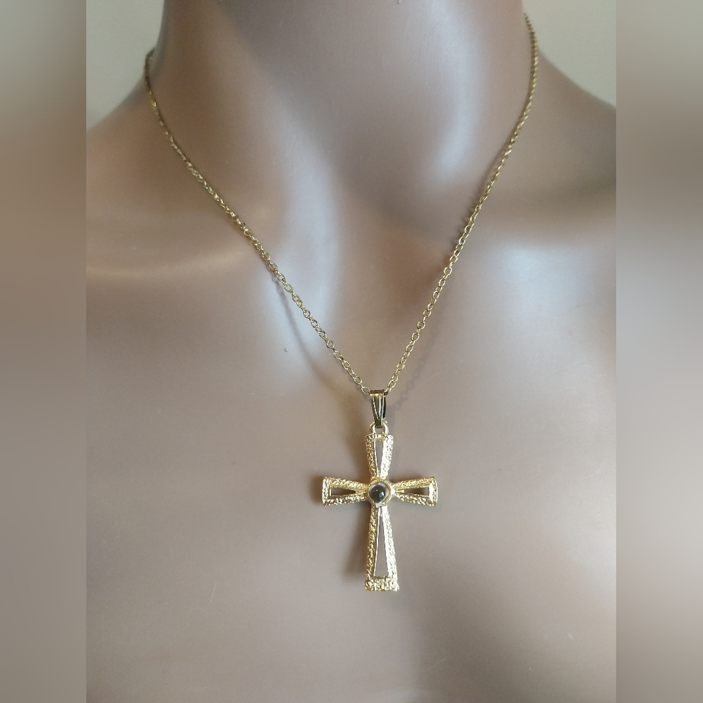 Gold Cross Pendant Necklace - Picture 9 of 9